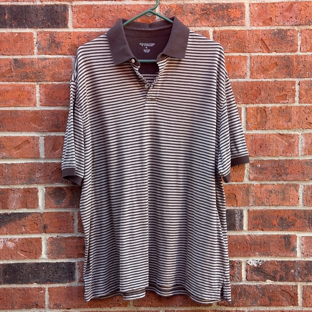 Round Tree & Yorke Brown Striped Polo Shirt - XL